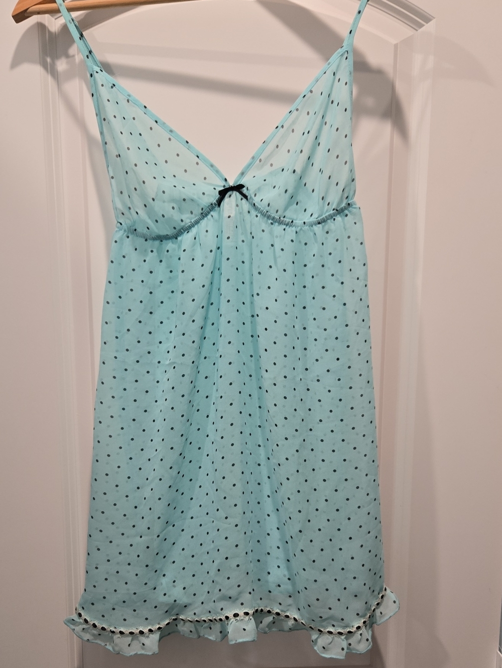 Forever 21 Light Blue Polka Dot Lace-Trim Slip